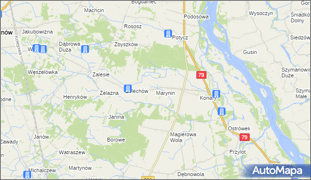 mapa Marynin gmina Chynów, Marynin gmina Chynów na mapie Targeo