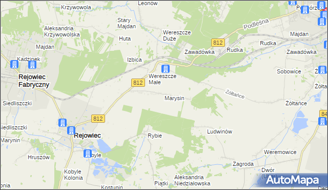 mapa Marysin gmina Rejowiec, Marysin gmina Rejowiec na mapie Targeo