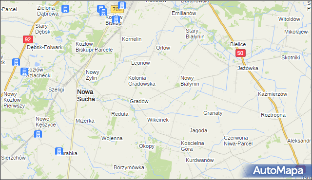 mapa Marysinek gmina Nowa Sucha, Marysinek gmina Nowa Sucha na mapie Targeo