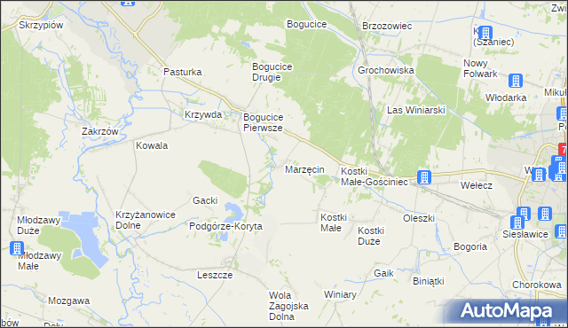 mapa Marzęcin, Marzęcin na mapie Targeo