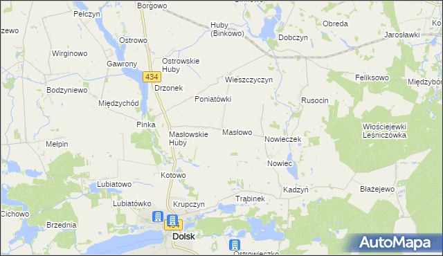 mapa Masłowo gmina Dolsk, Masłowo gmina Dolsk na mapie Targeo