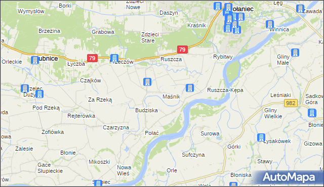 mapa Maśnik, Maśnik na mapie Targeo
