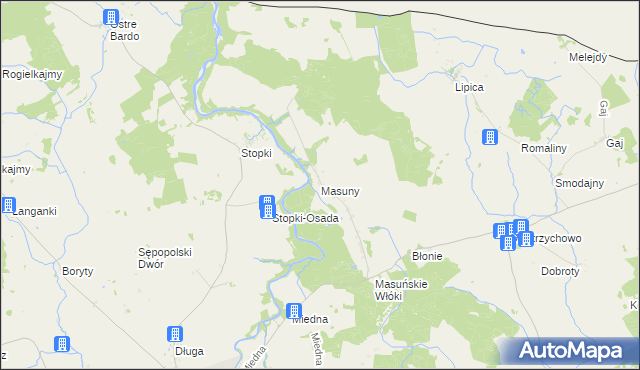 mapa Masuny, Masuny na mapie Targeo