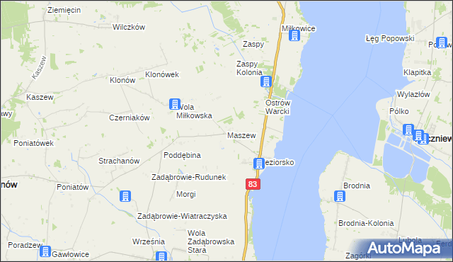 mapa Maszew, Maszew na mapie Targeo