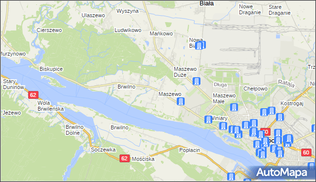 mapa Maszewo gmina Stara Biała, Maszewo gmina Stara Biała na mapie Targeo