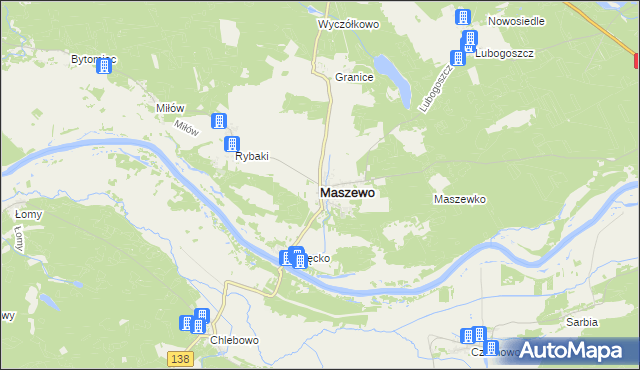 mapa Maszewo powiat krośnieński, Maszewo powiat krośnieński na mapie Targeo
