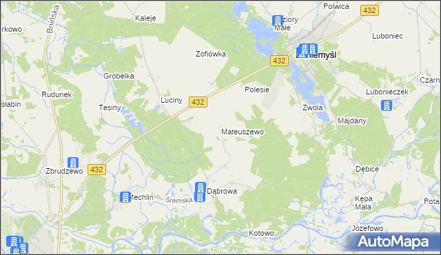 mapa Mateuszewo, Mateuszewo na mapie Targeo