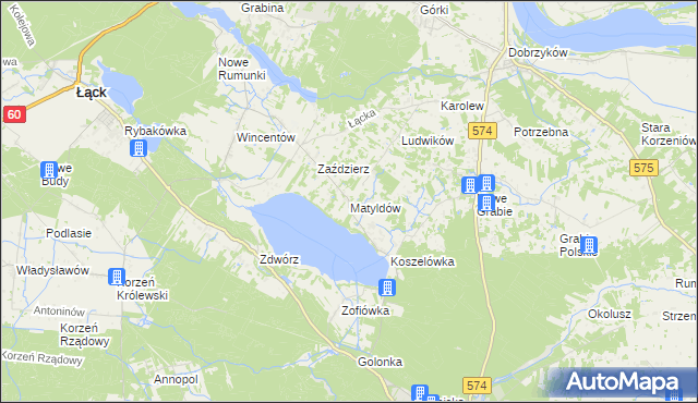 mapa Matyldów gmina Łąck, Matyldów gmina Łąck na mapie Targeo