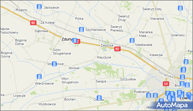 mapa Maurzyce, Maurzyce na mapie Targeo