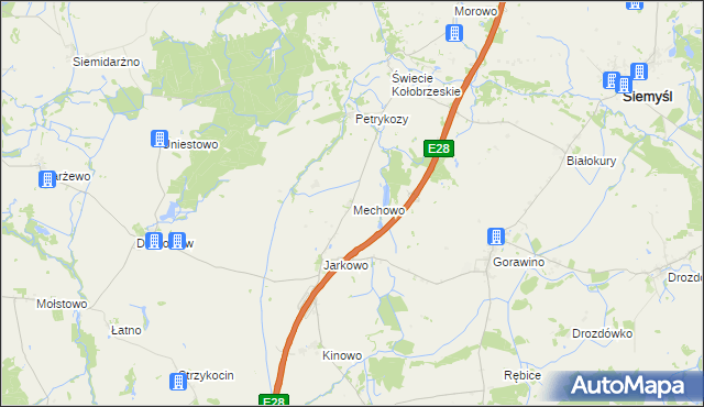 mapa Mechowo gmina Rymań, Mechowo gmina Rymań na mapie Targeo