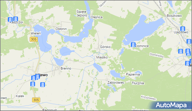 mapa Miastko gmina Wijewo, Miastko gmina Wijewo na mapie Targeo
