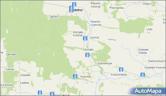 mapa Michałki gmina Rokitno, Michałki gmina Rokitno na mapie Targeo