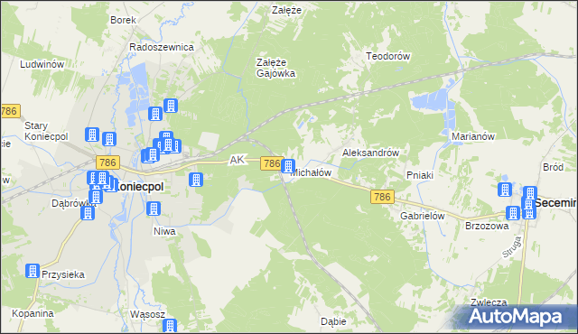 mapa Michałów gmina Koniecpol, Michałów gmina Koniecpol na mapie Targeo