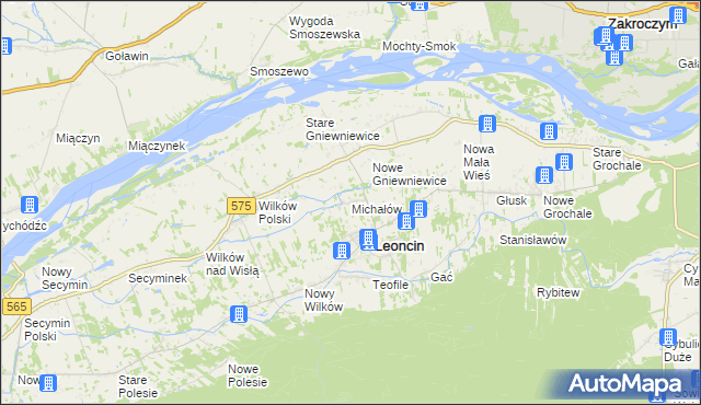 mapa Michałów gmina Leoncin, Michałów gmina Leoncin na mapie Targeo