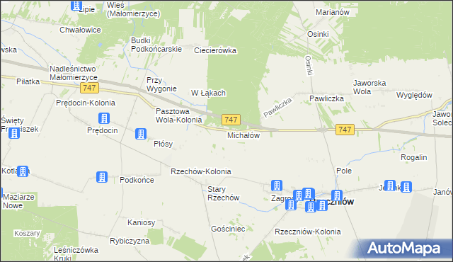 mapa Michałów gmina Rzeczniów, Michałów gmina Rzeczniów na mapie Targeo