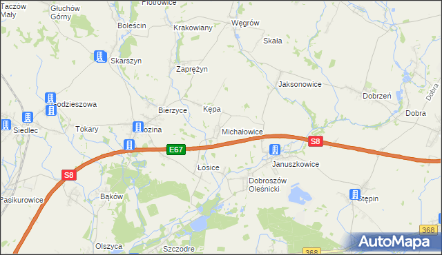mapa Michałowice gmina Długołęka, Michałowice gmina Długołęka na mapie Targeo