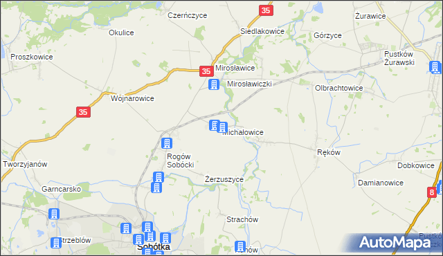 mapa Michałowice gmina Sobótka, Michałowice gmina Sobótka na mapie Targeo