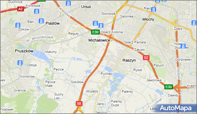 mapa Michałowice-Wieś, Michałowice-Wieś na mapie Targeo