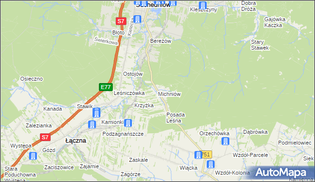 mapa Michniów, Michniów na mapie Targeo