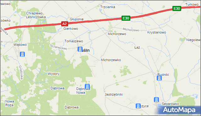 mapa Michorzewko, Michorzewko na mapie Targeo