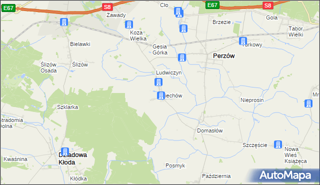 mapa Miechów gmina Perzów, Miechów gmina Perzów na mapie Targeo