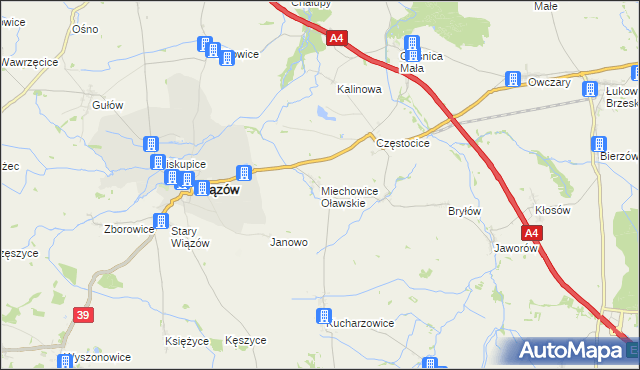 mapa Miechowice Oławskie, Miechowice Oławskie na mapie Targeo