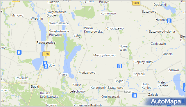 mapa Mieczysławowo gmina Izbica Kujawska, Mieczysławowo gmina Izbica Kujawska na mapie Targeo