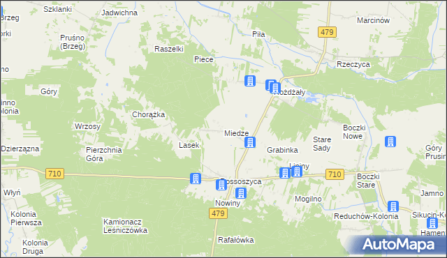 mapa Miedze, Miedze na mapie Targeo