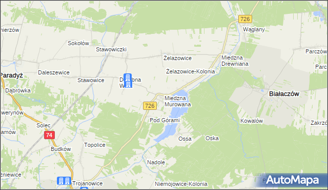 mapa Miedzna Murowana, Miedzna Murowana na mapie Targeo