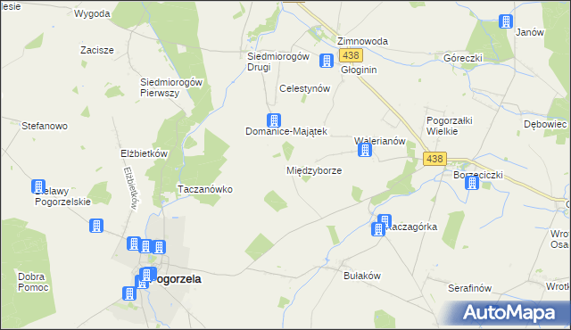 mapa Międzyborze gmina Pogorzela, Międzyborze gmina Pogorzela na mapie Targeo