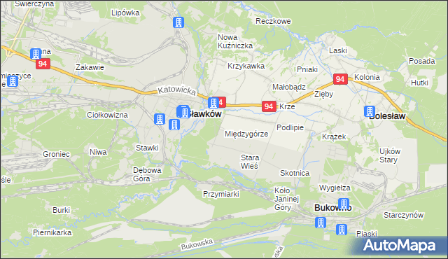 mapa Międzygórze gmina Bolesław, Międzygórze gmina Bolesław na mapie Targeo