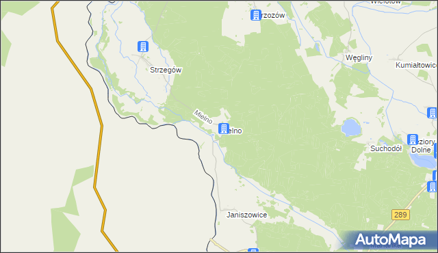 mapa Mielno gmina Gubin, Mielno gmina Gubin na mapie Targeo