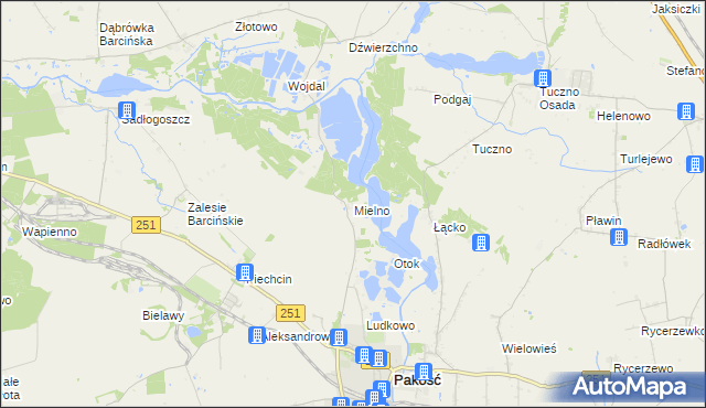 mapa Mielno gmina Pakość, Mielno gmina Pakość na mapie Targeo