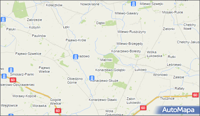 mapa Mierniki, Mierniki na mapie Targeo