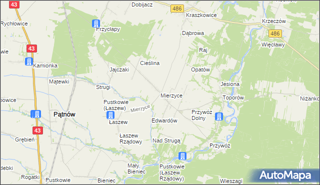 mapa Mierzyce, Mierzyce na mapie Targeo