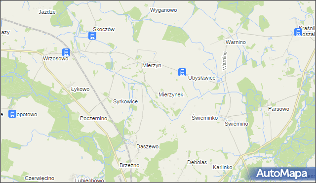 mapa Mierzynek gmina Karlino, Mierzynek gmina Karlino na mapie Targeo