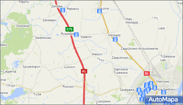 mapa Mieścin, Mieścin na mapie Targeo