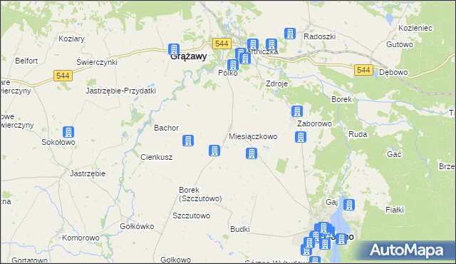 mapa Miesiączkowo, Miesiączkowo na mapie Targeo