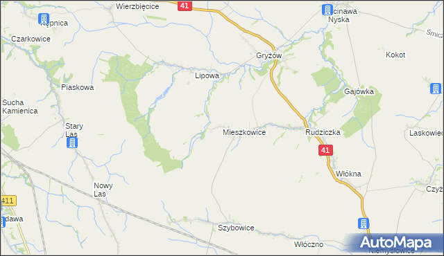 mapa Mieszkowice gmina Prudnik, Mieszkowice gmina Prudnik na mapie Targeo