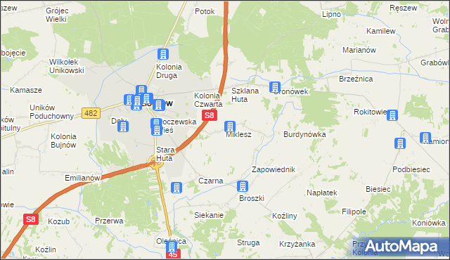mapa Miklesz, Miklesz na mapie Targeo