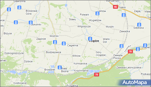mapa Mikołajewice gmina Irządze, Mikołajewice gmina Irządze na mapie Targeo