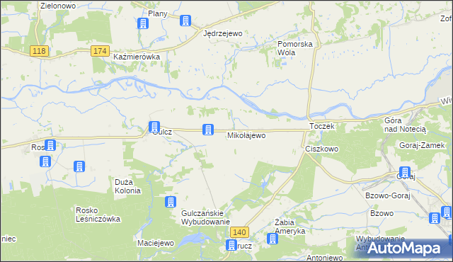 mapa Mikołajewo gmina Czarnków, Mikołajewo gmina Czarnków na mapie Targeo