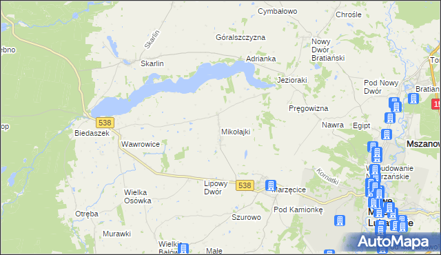 mapa Mikołajki gmina Kurzętnik, Mikołajki gmina Kurzętnik na mapie Targeo