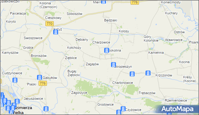 mapa Mikołajów gmina Czarnocin, Mikołajów gmina Czarnocin na mapie Targeo