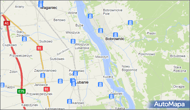 mapa Mikorzyn gmina Lubanie, Mikorzyn gmina Lubanie na mapie Targeo
