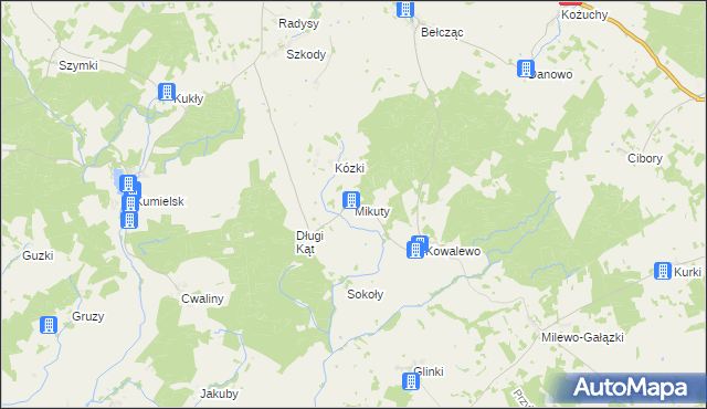 mapa Mikuty gmina Biała Piska, Mikuty gmina Biała Piska na mapie Targeo