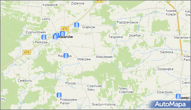 mapa Miłaczewek, Miłaczewek na mapie Targeo