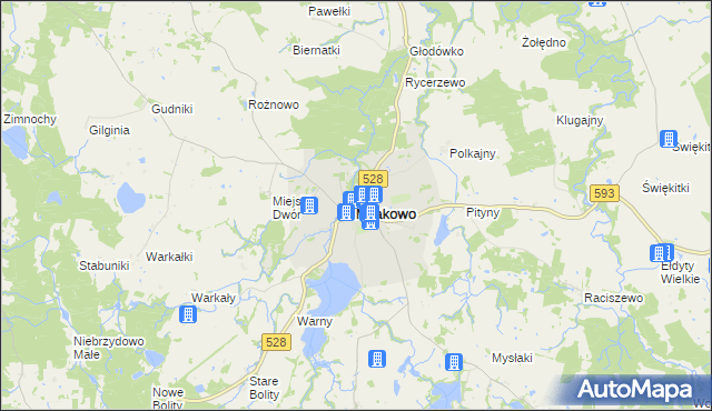 mapa Miłakowo, Miłakowo na mapie Targeo