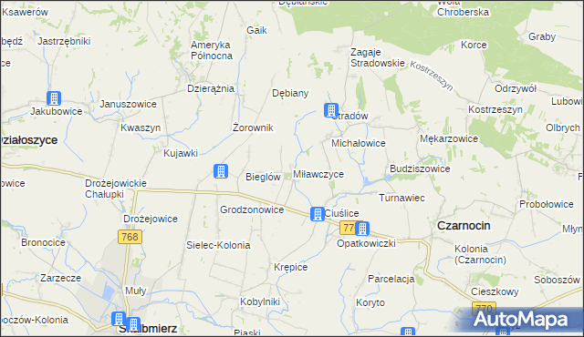 mapa Miławczyce, Miławczyce na mapie Targeo