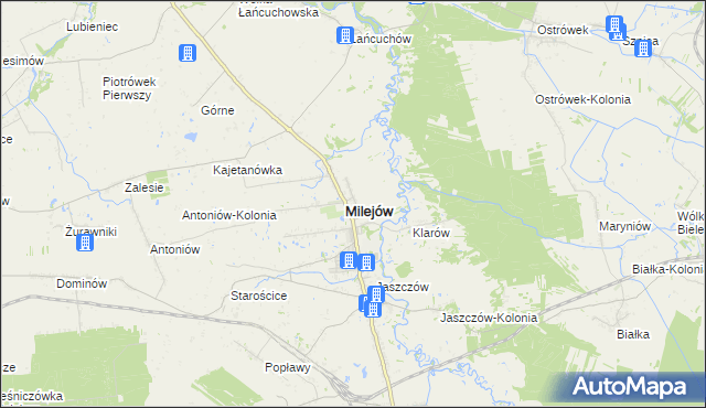 mapa Milejów powiat łęczyński, Milejów powiat łęczyński na mapie Targeo